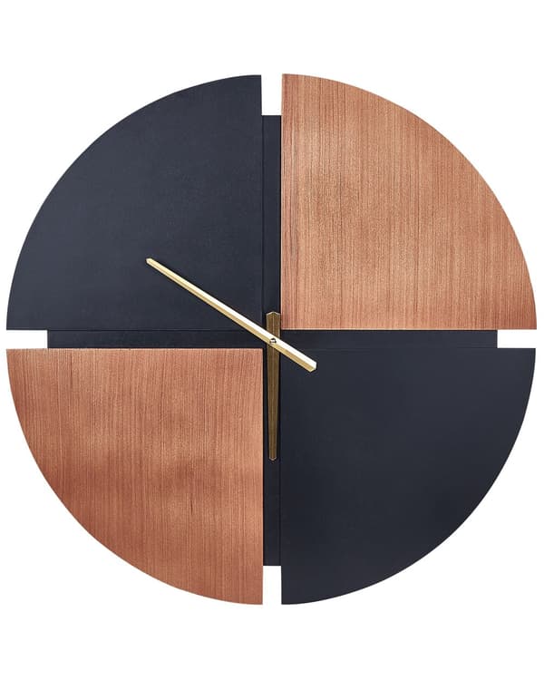 Vægur Lyst Træ Sort ø 60 cm Rundt Ur til Væg uden Tal Moderne Væg Ur til Stuen Køkkenur Design Tilbehør Stueur