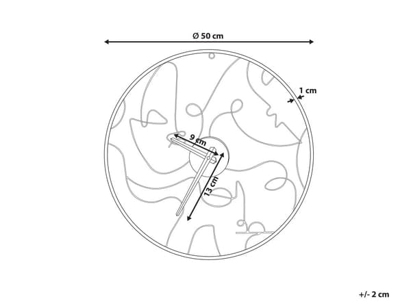 Väggklocka Svart järn Metallram ø 50 cm Dekor Abstrakt mönster Inga siffror Rund Öppen urtavla Minimalistisk