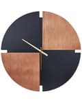 Miniatyrbild 1 av 5: Väggklocka Ljust Trä och Svart MDF-ram 60 cm Målad Finish Rund Form Klassisk Design Heminredning Tillbehör Dekoration Vardagsrum Sovrum