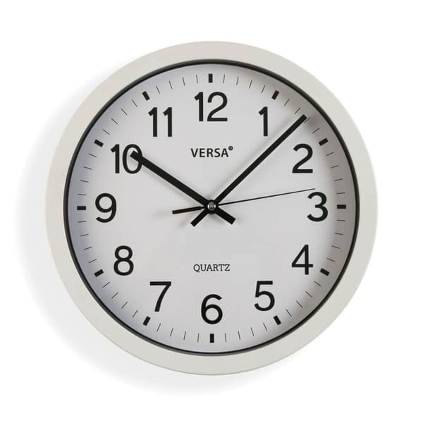 Väggklocka Versa Vit Plast Kvarts 4,3 x 30 x 30 cm