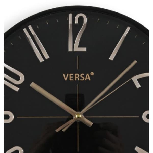 Väggklocka Versa Svart Gyllene Plast Kvarts 4,3 x 30 x 30 cm