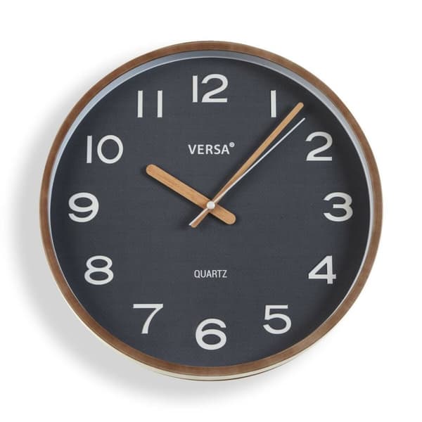 Väggklocka Versa Grå Plast Kvarts 4,3 x 30 x 30 cm