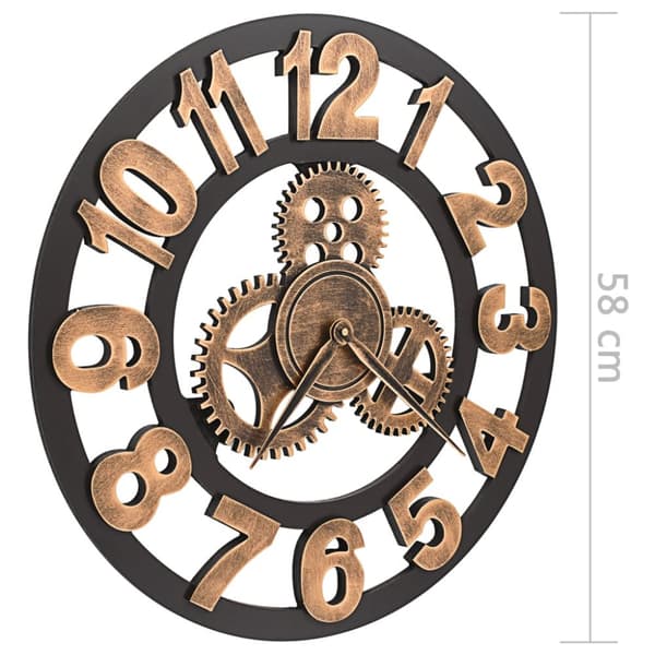 vægur 58 cm metal guldfarvet og sort