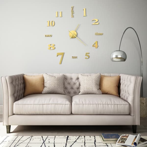 3D-vægur moderne design 100 cm XXL guldfarvet