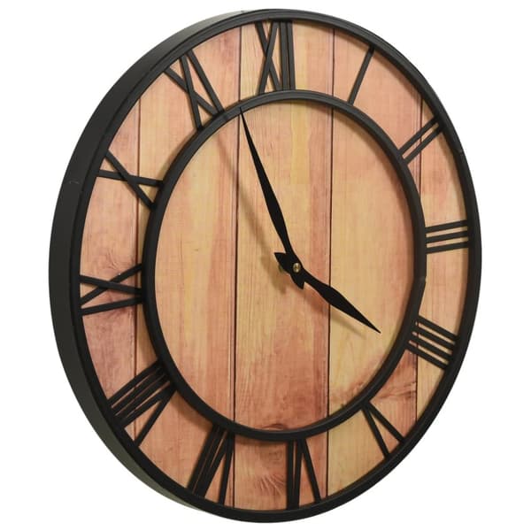 325172 Wall Clock 39 cm Brown and Black MDF and Iron