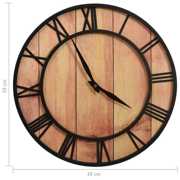 325172 Wall Clock 39 cm Brown and Black MDF and Iron