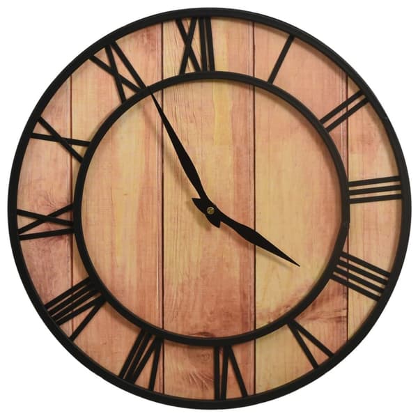 325172 Wall Clock 39 cm Brown and Black MDF and Iron