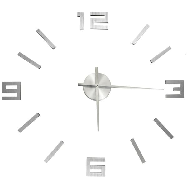 Väggklocka 3D modern design silver 100 cm XXL