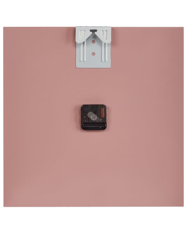 Väggklocka Rosa Järnram 40 x 40 cm Målad Finish Fyrkantig Form Minimalistisk Modern Design Hem Tillbehör Dekor Vardagsrum Sovrum