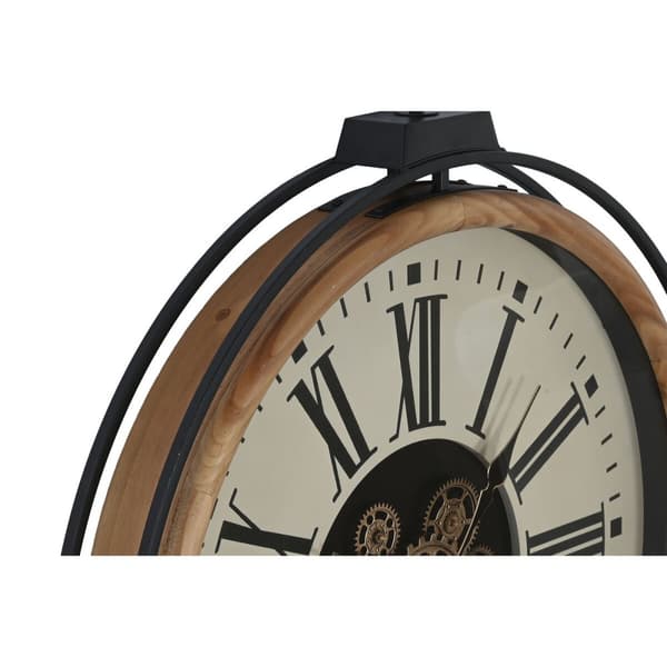 Väggklocka Home ESPRIT Svart Beige Gyllene Naturell Metall furuträ 74 x 9 x 91 cm