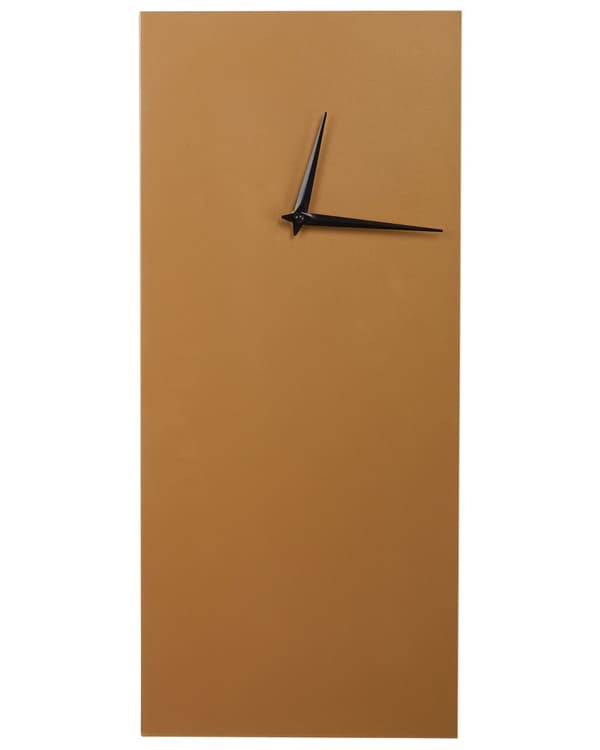 Veggklokke Gull Jern 22 x 50 cm Rektangulær form Uten tall Svarte klokkevisere Minimalistisk design Tilbehør Dekorasjon Veggdekor