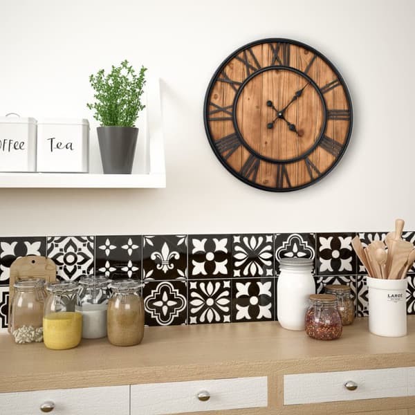 vidaXL Väggklocka med Quartz-urverk trä och metall 60 cm XXL - Väggklockor