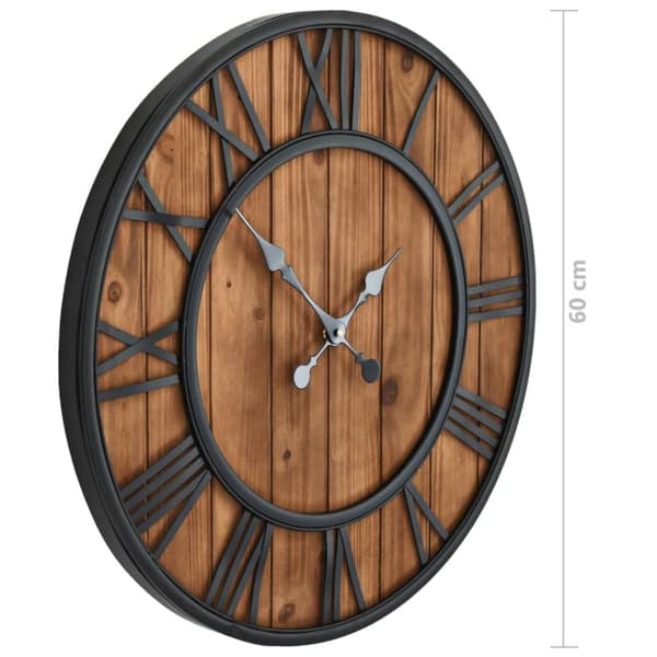 vidaXL Väggklocka med Quartz-urverk trä och metall 60 cm XXL - Väggklockor