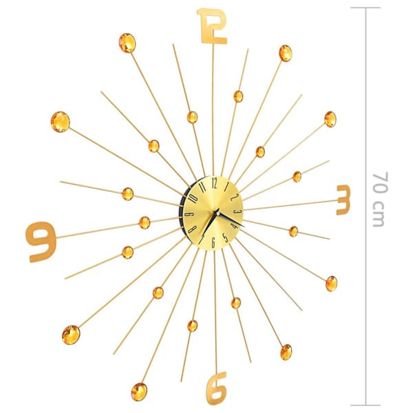 vidaXL Väggklocka metall 70 cm guld -  Väggklockor