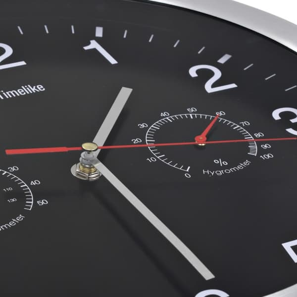 vidaXL vægur med kvarts-urværk hygrometer og termometer 30 cm sort -  Vægure