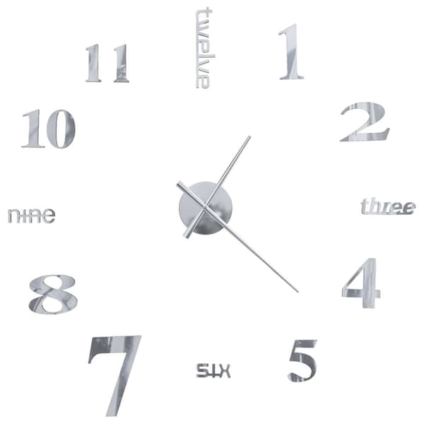 vidaXL Väggklocka 3D modern design 100 cm XXL silver - Väggklockor