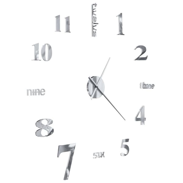 vidaXL Väggklocka 3D modern design 100 cm XXL silver - Väggklockor
