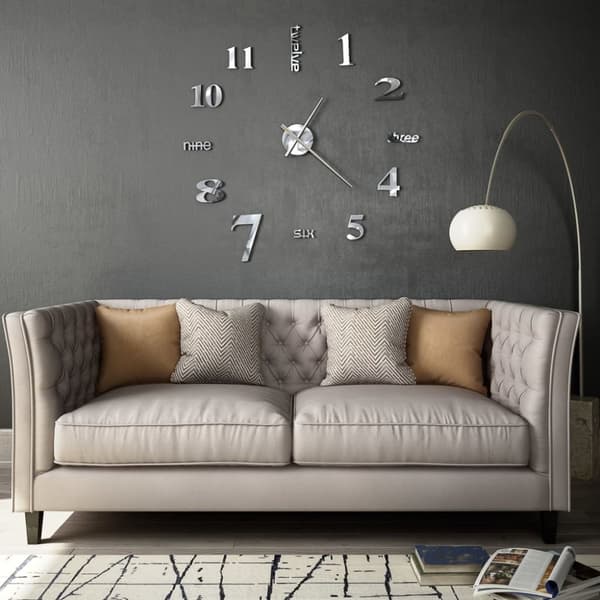 vidaXL Väggklocka 3D modern design 100 cm XXL silver -  Väggklockor