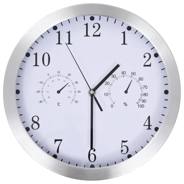 vidaXL vægur med kvarts-urværk hygrometer og termometer 30 cm hvid - Vægure