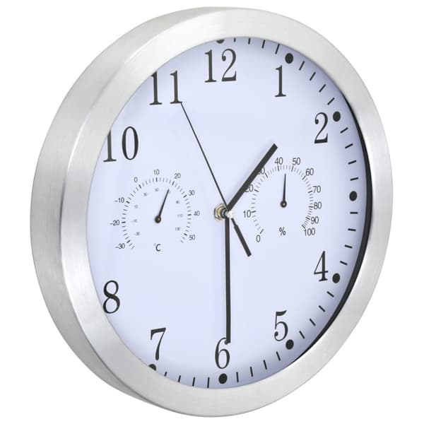 vidaXL vægur med kvarts-urværk hygrometer og termometer 30 cm hvid - Vægure