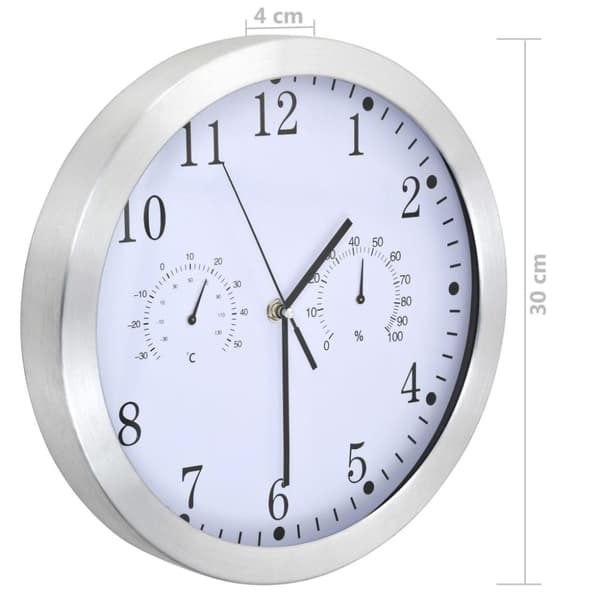 vidaXL vægur med kvarts-urværk hygrometer og termometer 30 cm hvid - Vægure