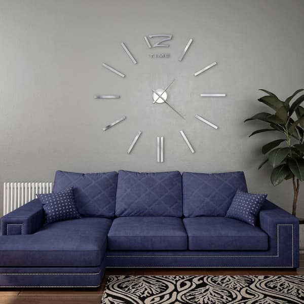 vidaXL 3D-vægur moderne design 100 cm XXL sølvfarvet - Vægure