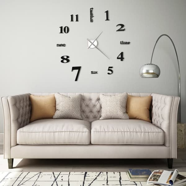 vidaXL Väggklocka 3D modern design 100 cm XXL svart -  Väggklockor