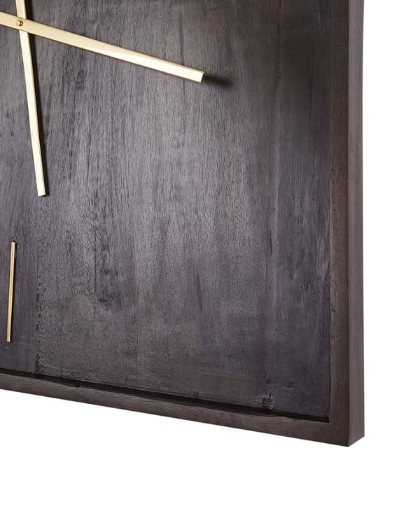 Veggklokke Svart Mangotre 61 x 61 cm Kvadratisk form Gulldetaljer Uten tall Minimalistisk design Tilbehør Dekorasjon Veggur