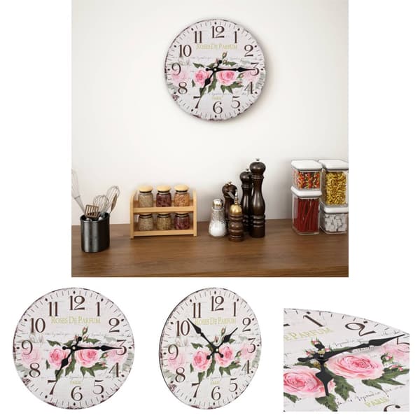The Living Store vægur vintagestil blomst 30 cm -  Vægure