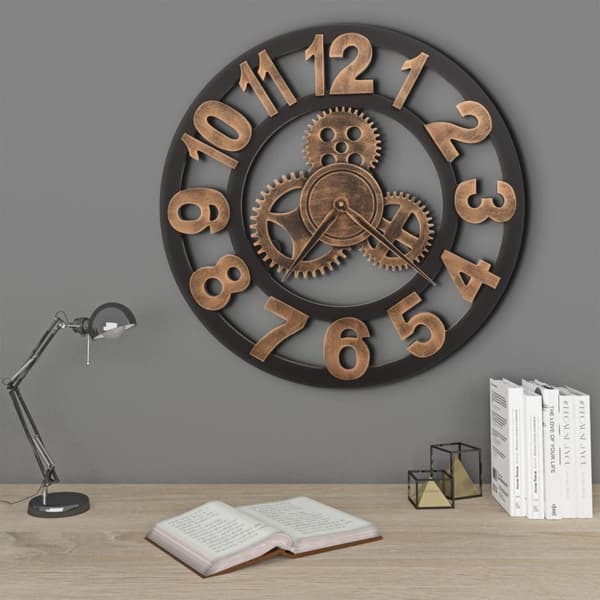 The Living Store Väggklocka metall 58 cm guld och svart -  Väggklockor