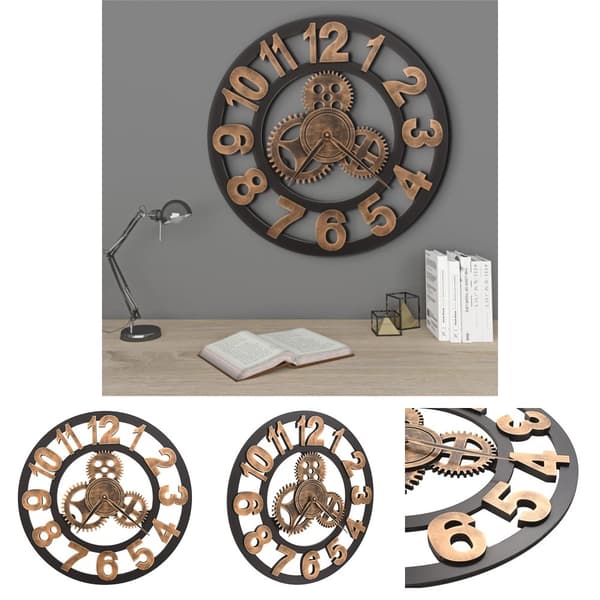 The Living Store vægur 58 cm metal guldfarvet og sort -  Vægure