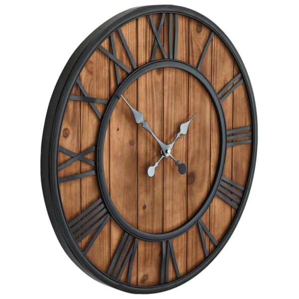 The Living Store Väggklocka med Quartz-urverk trä och metall 60 cm XXL -  Väggklockor
