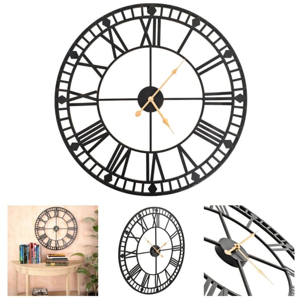 The Living Store vægur i vintagestil med kvarts-urværk metal 60 cm XXL -  Vægure