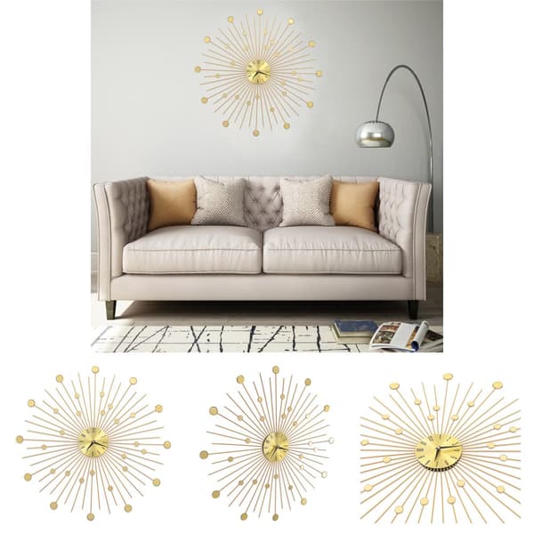 The Living Store Väggklocka metall 70 cm guld -  Väggklockor