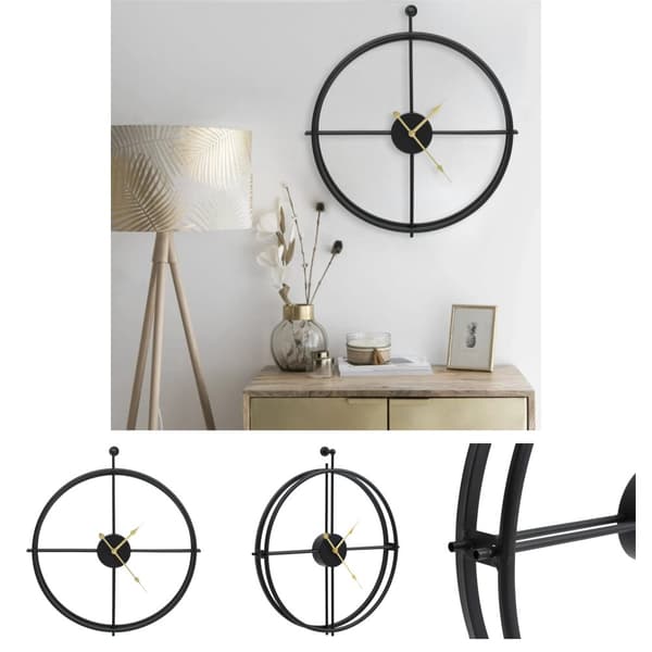 The Living Store Väggklocka svart 52 cm järn -  Väggklockor