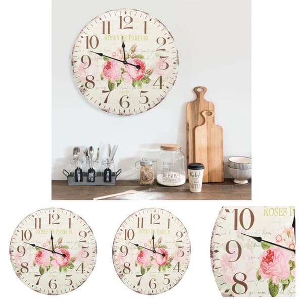 The Living Store vægur vintagestil blomst 60 cm -  Vægure