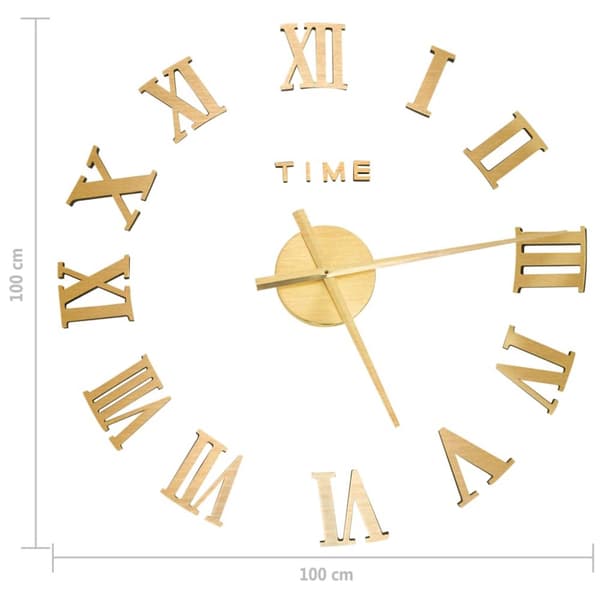 The Living Store Väggklocka 3D modern design guld 100 cm XXL -  Väggklockor