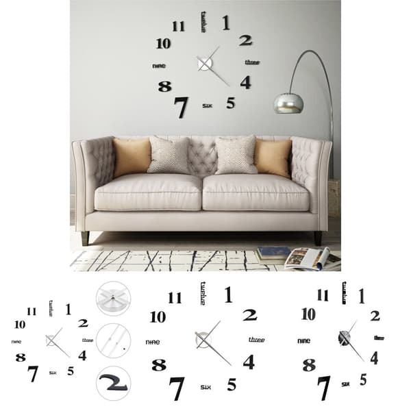 The Living Store 3D-vægur moderne design 100 cm XXL sort -  Vægure