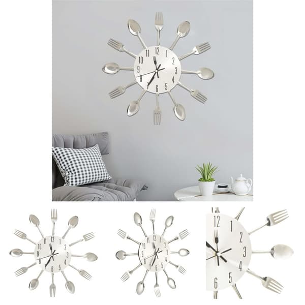 The Living Store Väggklocka med sked- och gaffeldesign silver 31 cm aluminium -  Väggklockor