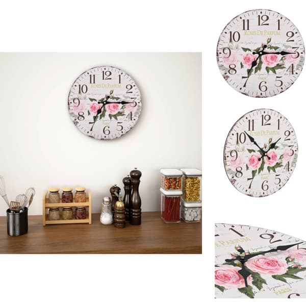 Väggklockor - Living Väggklocka vintage blomma 30 cm
