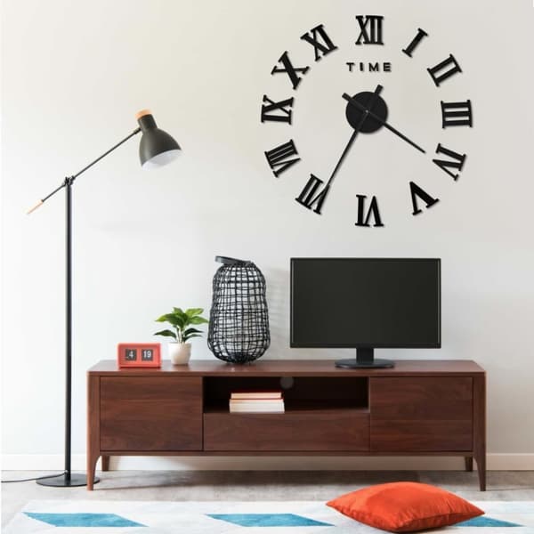 Seinäkellot - Living 3D-seinäkello moderni muotoilu 100 cm XXL musta