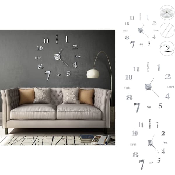 Vægure - Living 3D-vægur moderne design 100 cm XXL sølvfarvet