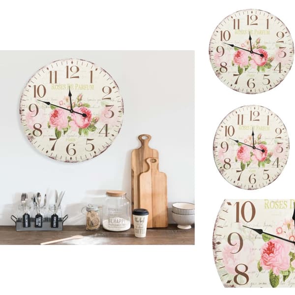 Väggklockor - Living Väggklocka vintage blomma 60 cm