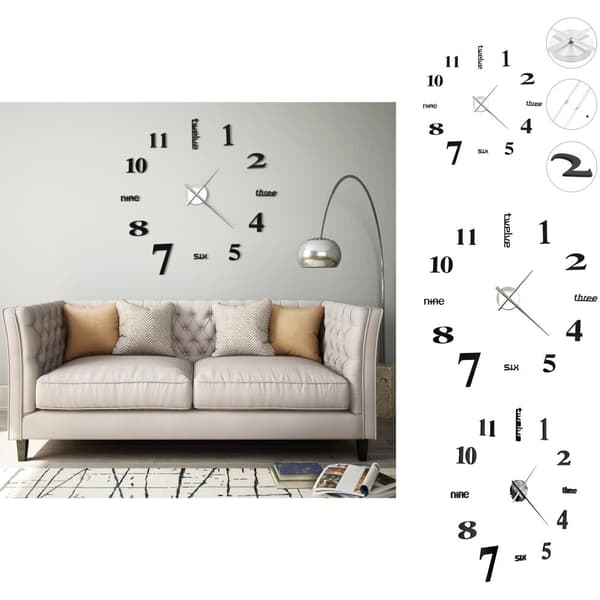 Vægure - Living 3D-vægur moderne design 100 cm XXL sort