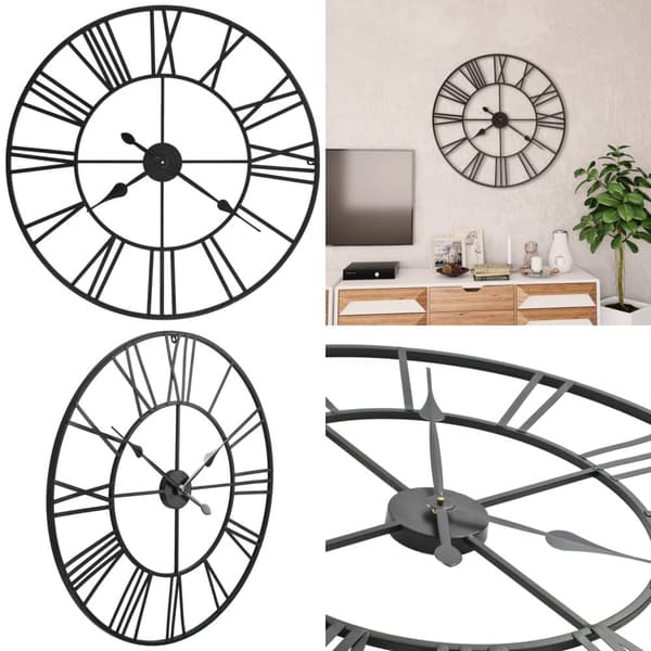 Vægur i vintagestil kvarts-urværk metal 80 cm XXL - Vægur - Vægure - Home & Living