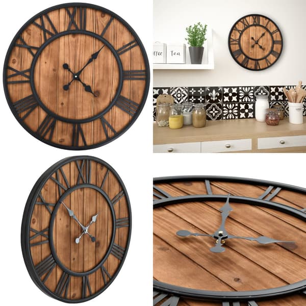 Väggklocka med Quartz-urverk trä och metall 60 cm XXL - Klocka - Klockor - Home & Living