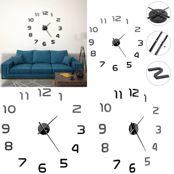 3D-vægur moderne design 100 cm XXL sort - 3D-vægur - 3D-vægure - Home & Living