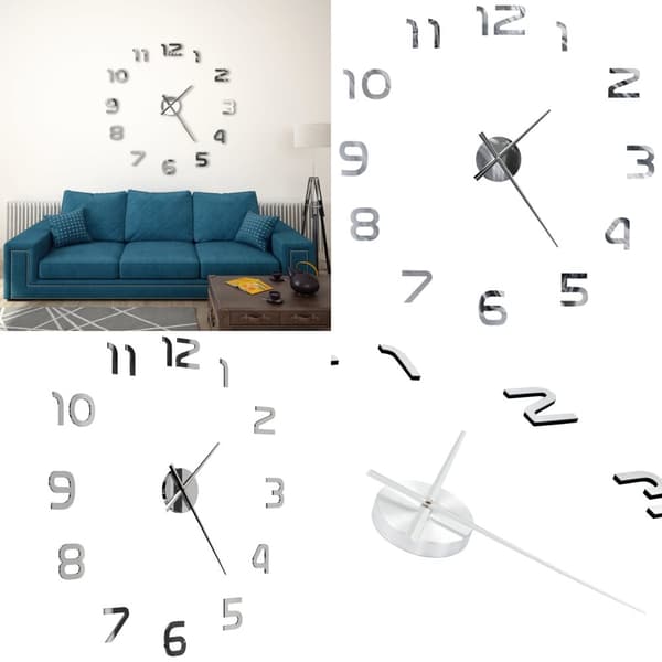 3D-vægur moderne design 100 cm XXL sølvfarvet - 3D-vægur - 3D-vægure - Home & Living