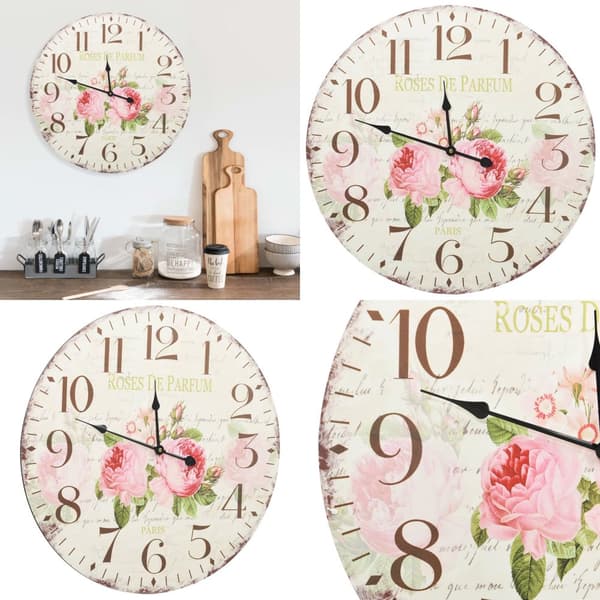 Väggklocka vintage blomma 60 cm - Klocka - Klockor - Home & Living