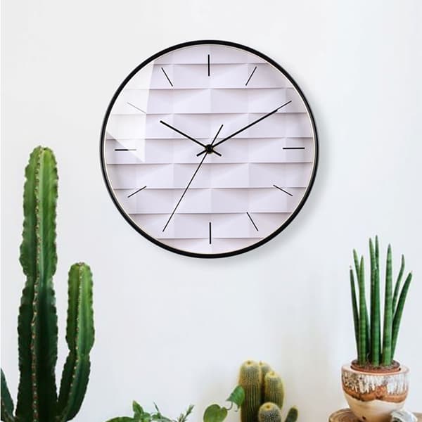 Analog Veggklokke i Minimalistisk Design – 30 cm, Hvit Urskive